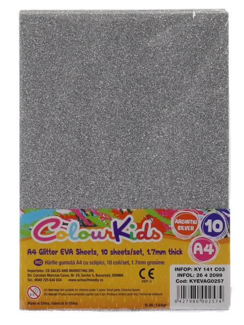 Art Craft CK COLI EVA gumata cu sclipici 1.7mm 10coli ARGINTIU CK